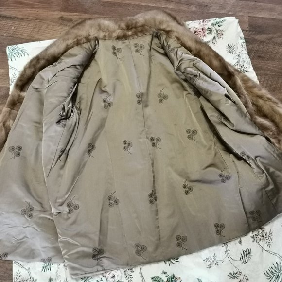 REAL MINK COAT JACKET LUXURY FUR HONEY BEAUTIFUL LOOK SIZE L/XL - Picture 5 of 8